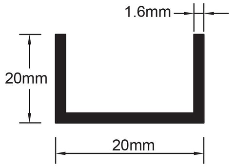CHANNEL 20 x 20 x 1.6mm