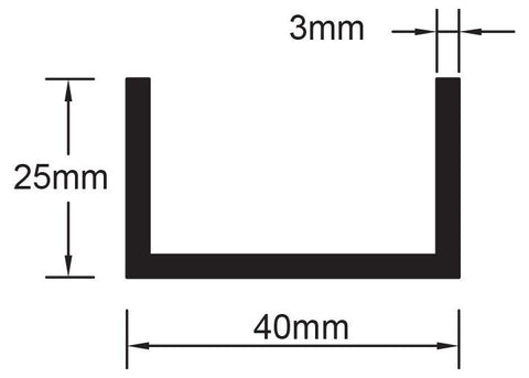 CHANNEL 25 x 40 x 3mm